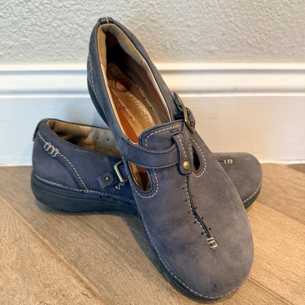 Clarks Unstructured Shoes Womens Size 8 Blue Leather Mary Jane Comfort casual